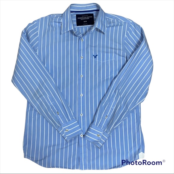 Lot of 2 Men's American Eagle Premium Vintage Fit Button Up Shirt Black Size M - Picture 2 of 9